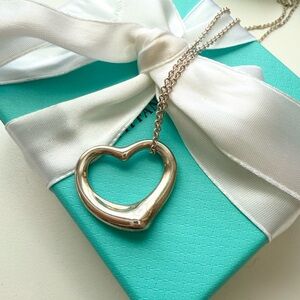 Tiffany Co Elsa Peretti Sterling Silver Large Open Heart